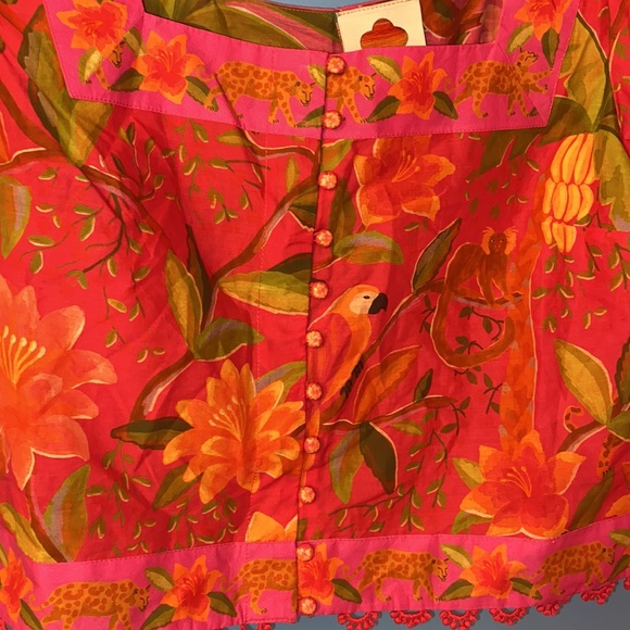 FARM Rio Solar Forest Square Neck Cotton Blouse NWT size medium - Picture 7 of 15